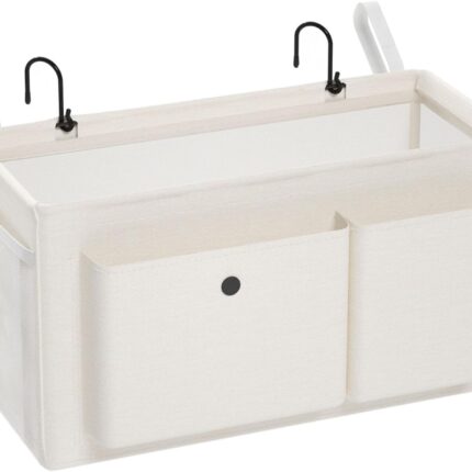 Bedside organizer with securing straps and cup holder