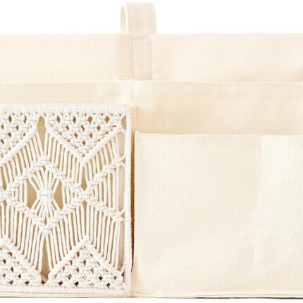 Woven-style bedside hanging storage organizer