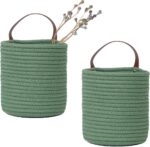 Cotton rope wall-hanging basket with handle