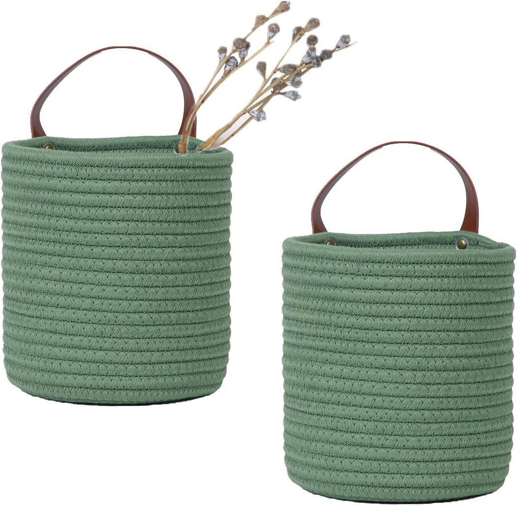 71y0LVjqxIL._AC_SL1200_.jpg Cotton rope wall-hanging basket with handle - Image 1